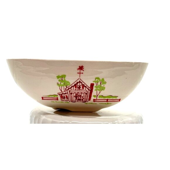 Vintage Carter Hoffman Farm Scene Triangular Ceramic Bowl - Picture 3 of 6